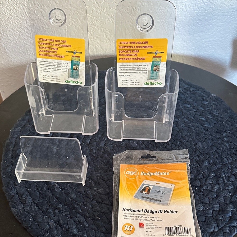 Clear Literature, Business Card Holder and Badge Holders Set